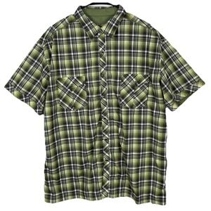 Kuhl Shirt Mens Eluxur Short Sleeve Pearl Snap Green Plaid Western Hiking XXL